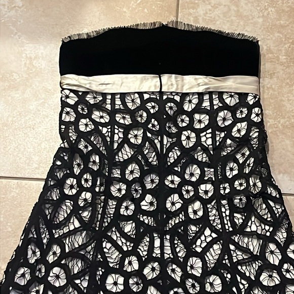 🍓 Betsey Johnson Sz 6 eyelet lace detail sleeveless satin velvet dress - Picture 2 of 12